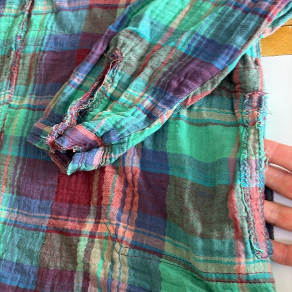 We The Free double layered Multicolor Plaid Button Down Shirt Sz L excellent - Picture 2 of 8